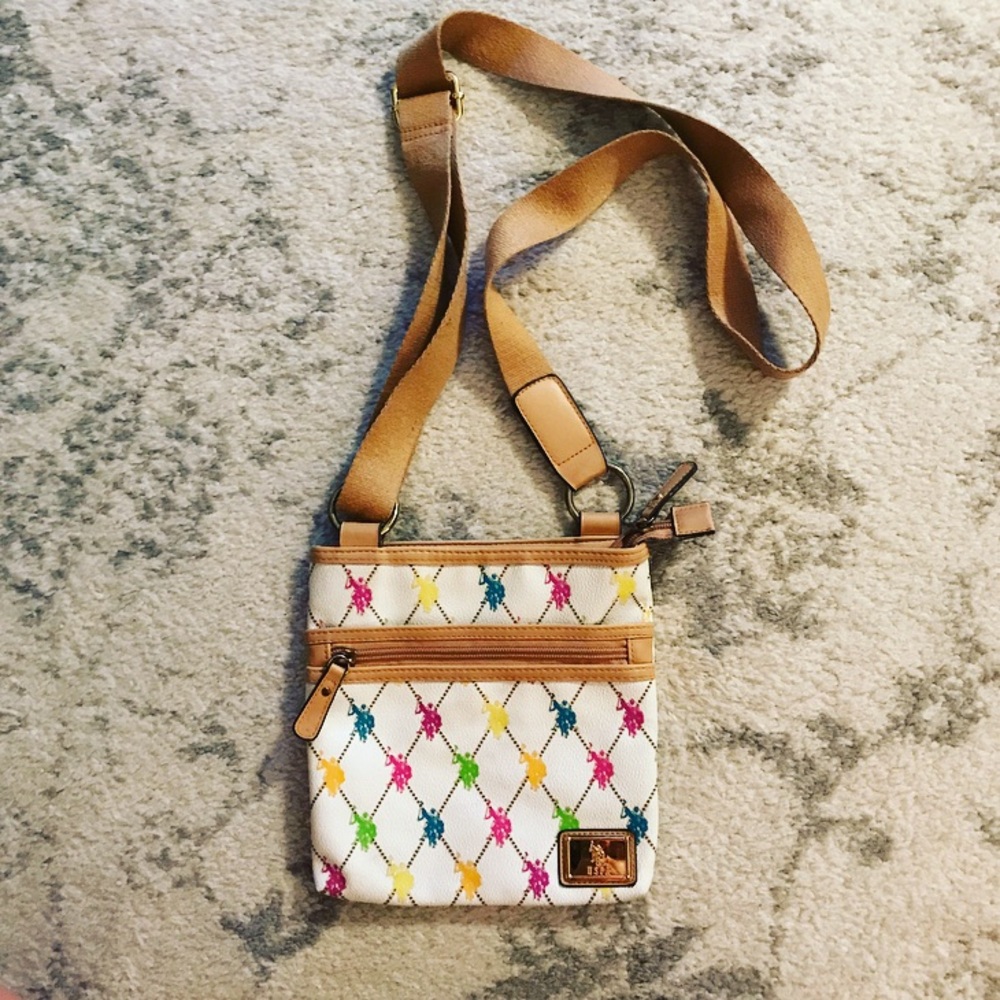 Colorful leather U.S. Polo Assn cross-body purse