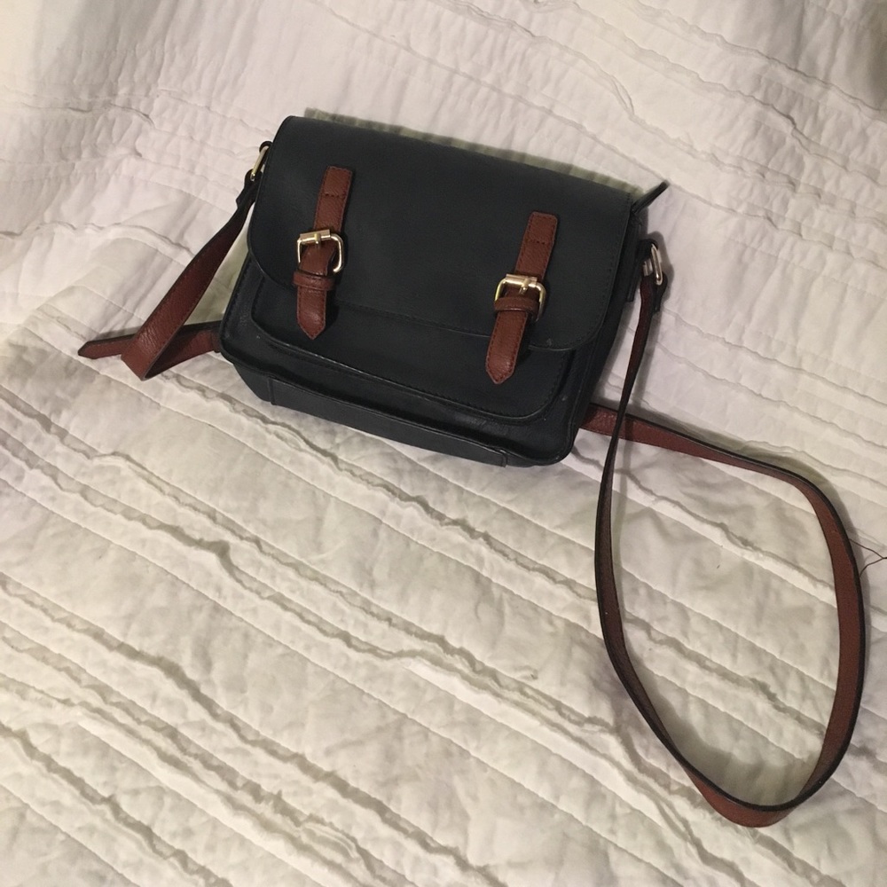 Leather blue over the shoulder purse
