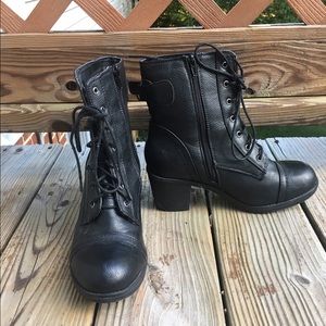 Chunky high heeled booties