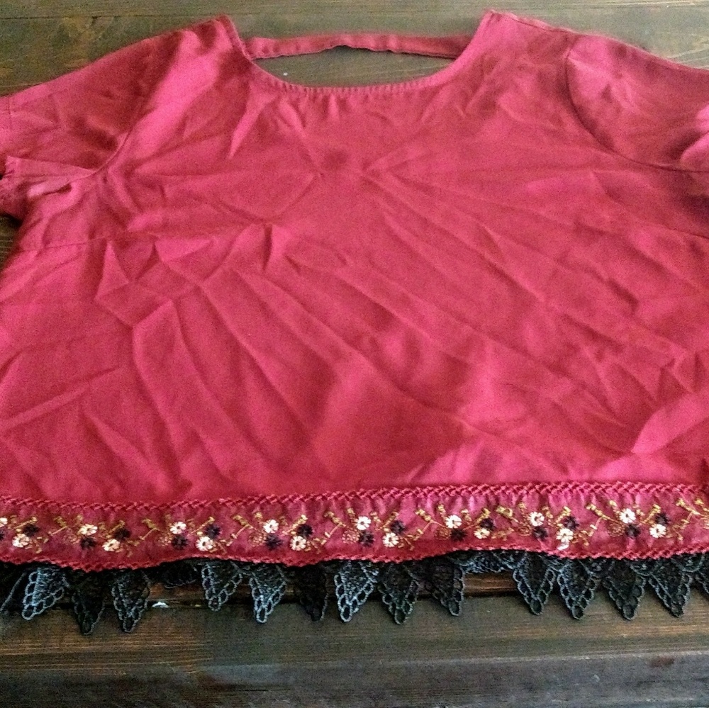 Red Wine Intricate Design Blouse