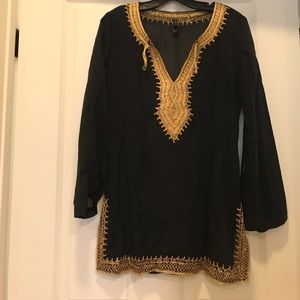Black and Gold Embroidered Cover Up