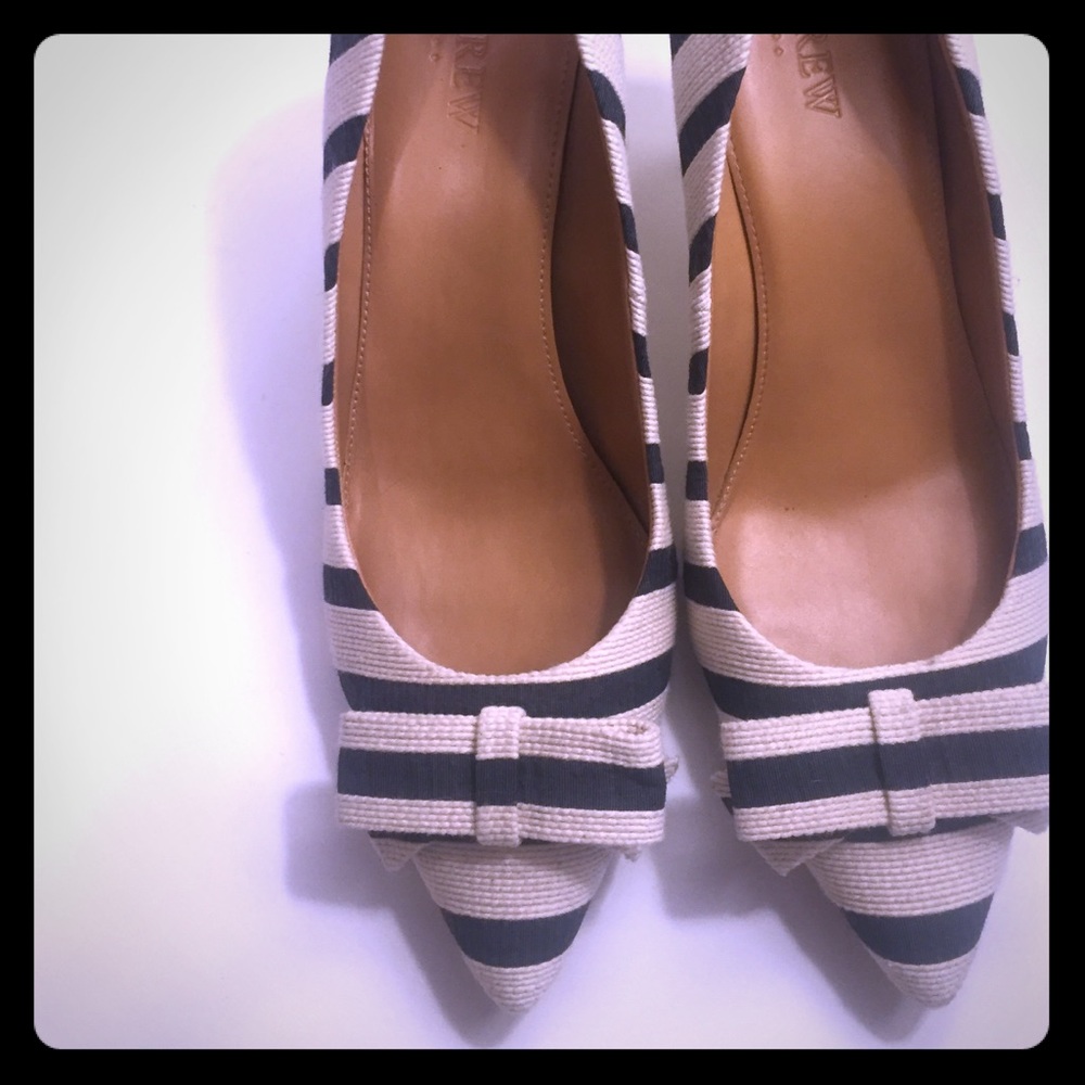 Adorable jcrew cream and navy stripped heels