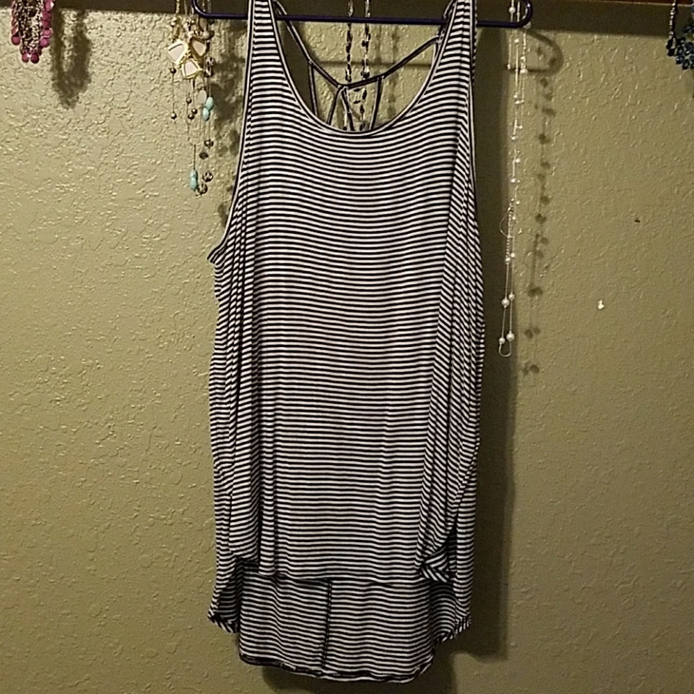 Black and white striped tank