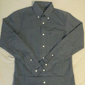 Long Sleeve Dress Shirt- Color Navy Blue/White