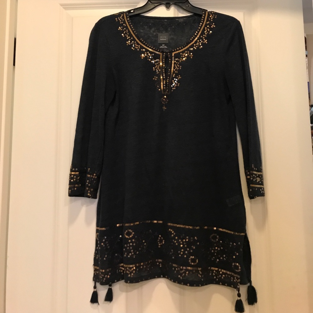 Rich blue tunic with Deep gold sparkle
