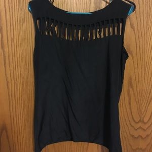 Black Cage Sleeveless Blouse
