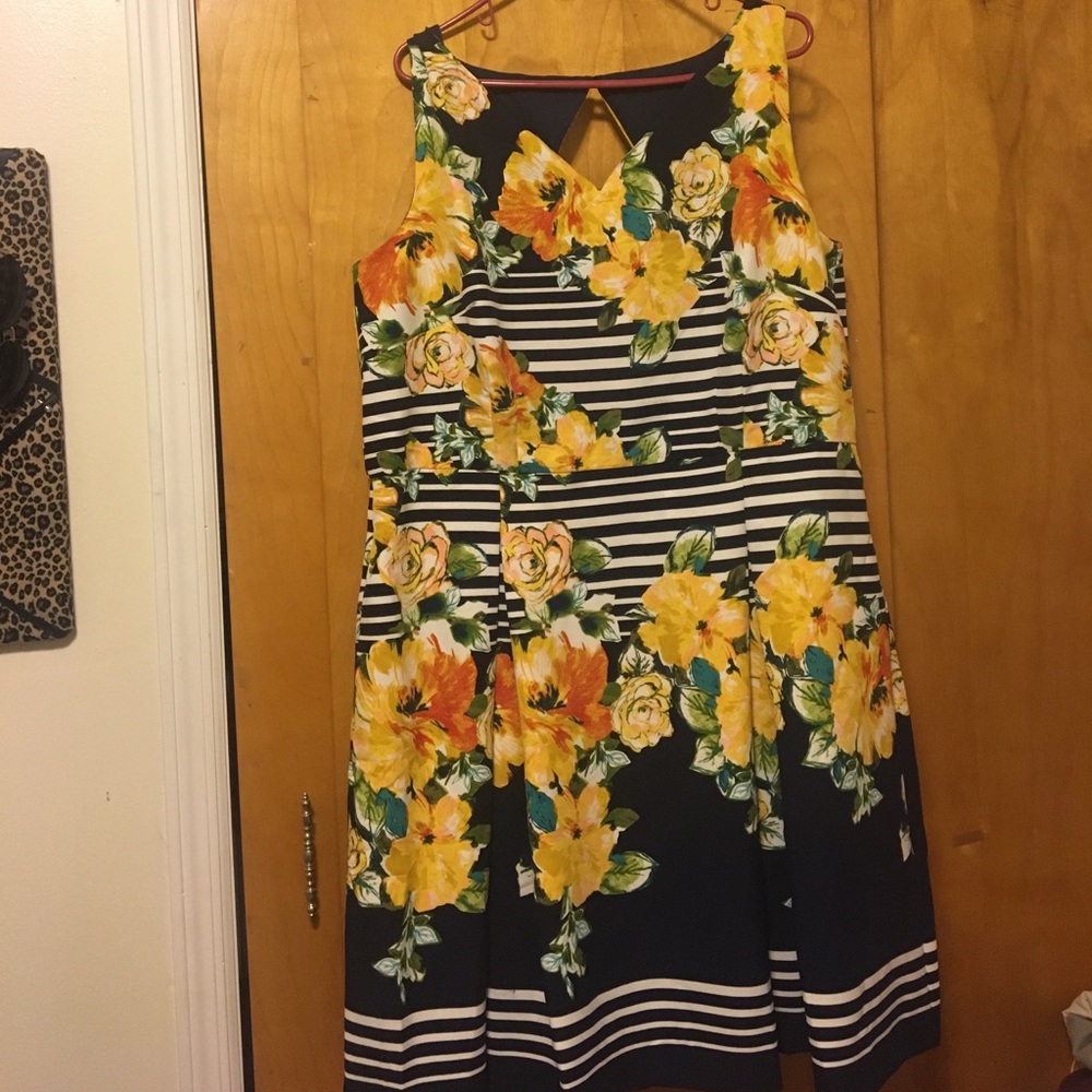 Plus floral striped dress