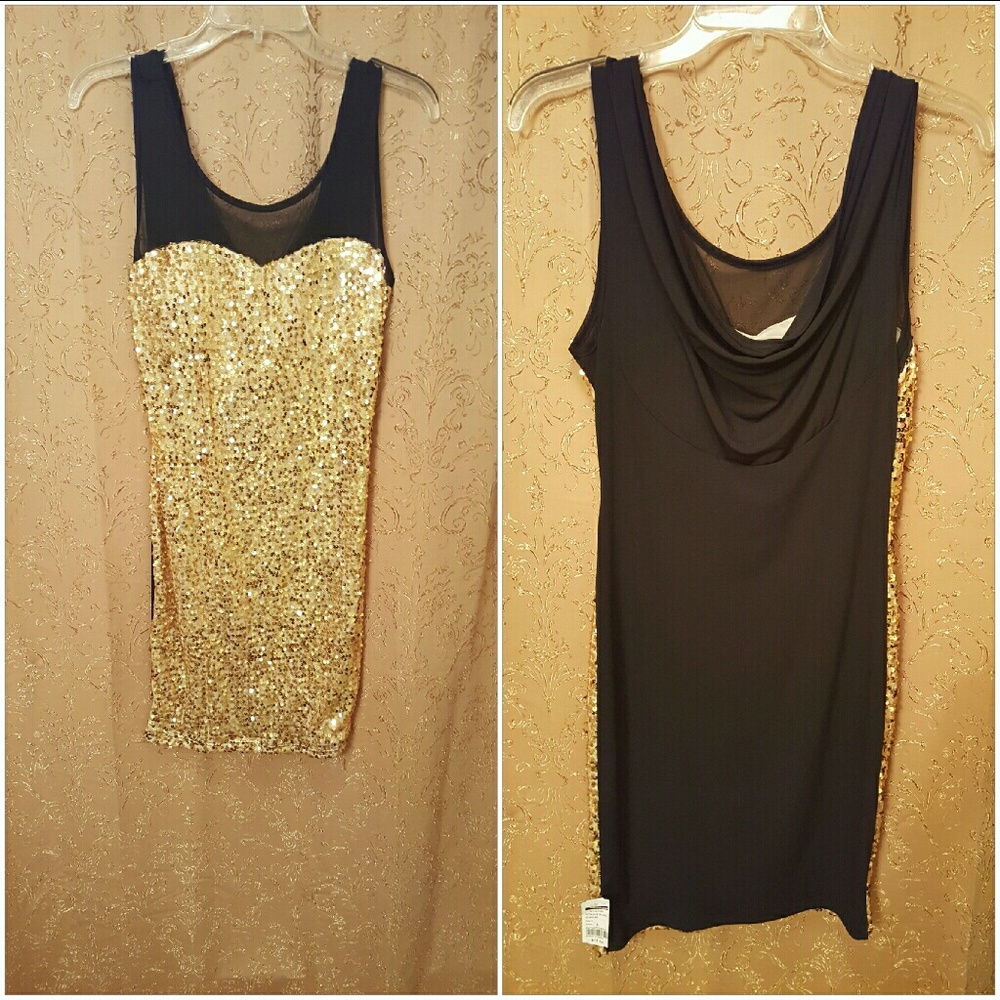 Dress with gold sequins