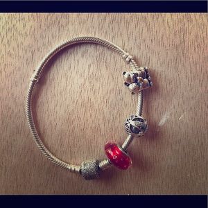 Pandora charm bracelet with charms