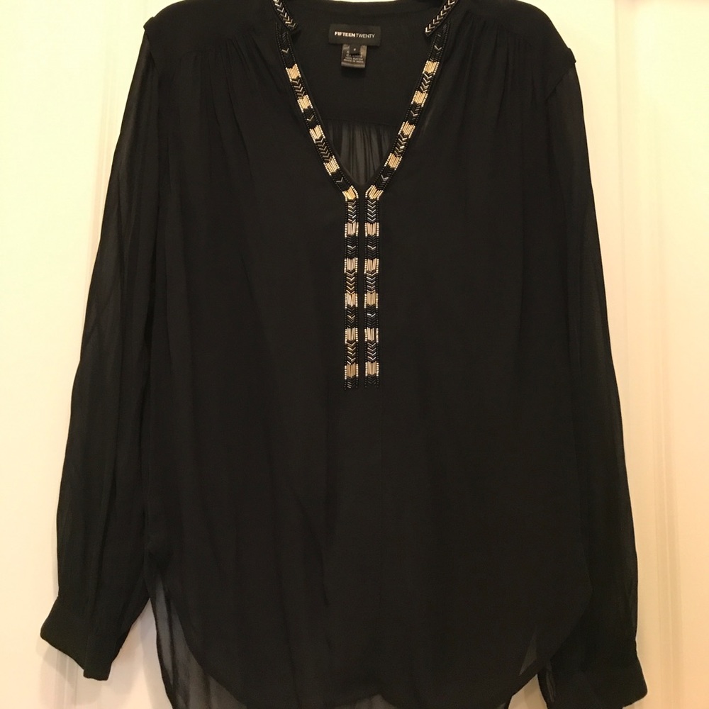 Beautiful Sheer Black Tunic with Beading