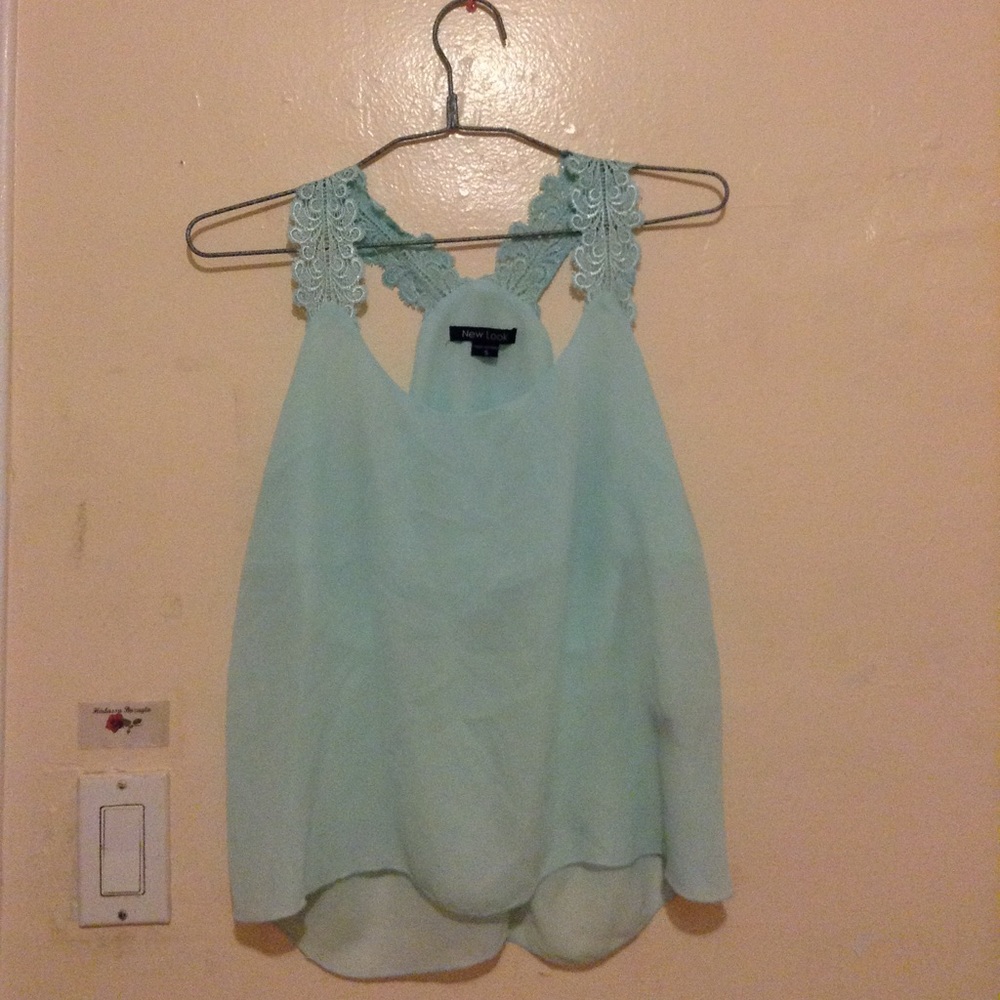 Lace blue shirt summer spring
