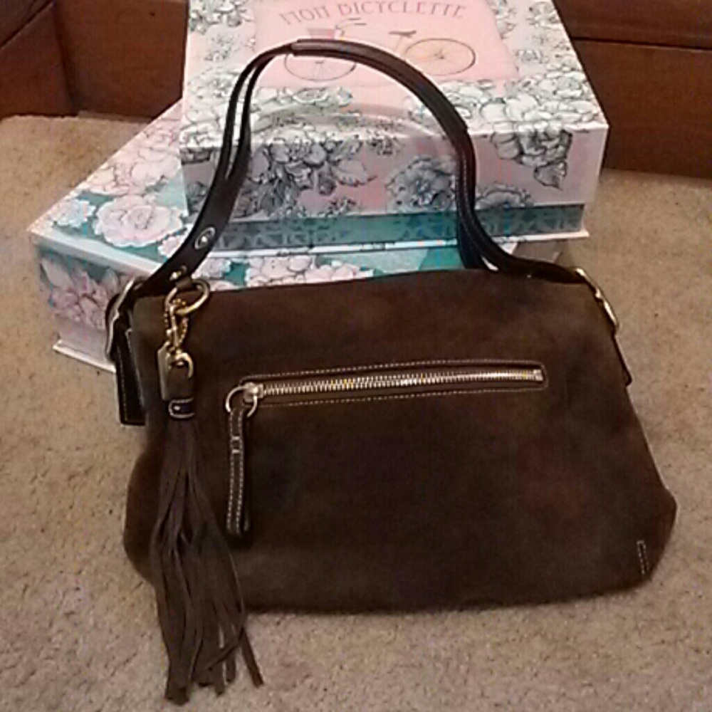 Brown Suede Coach Purse