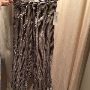 Striped drawstring linen pants