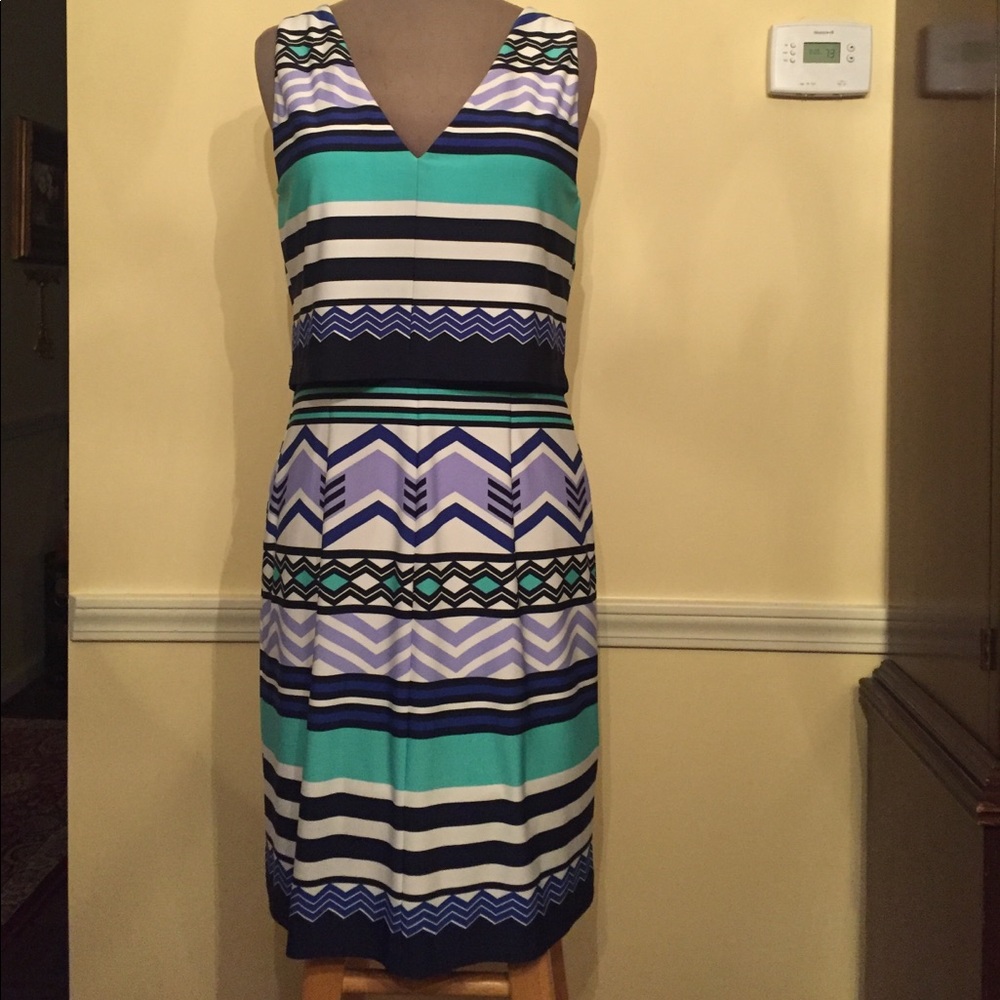 Blue and green patterned dress