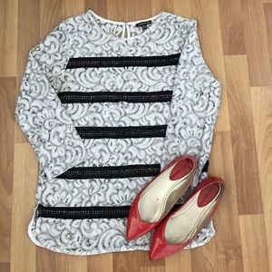 Warehouse black & white lace