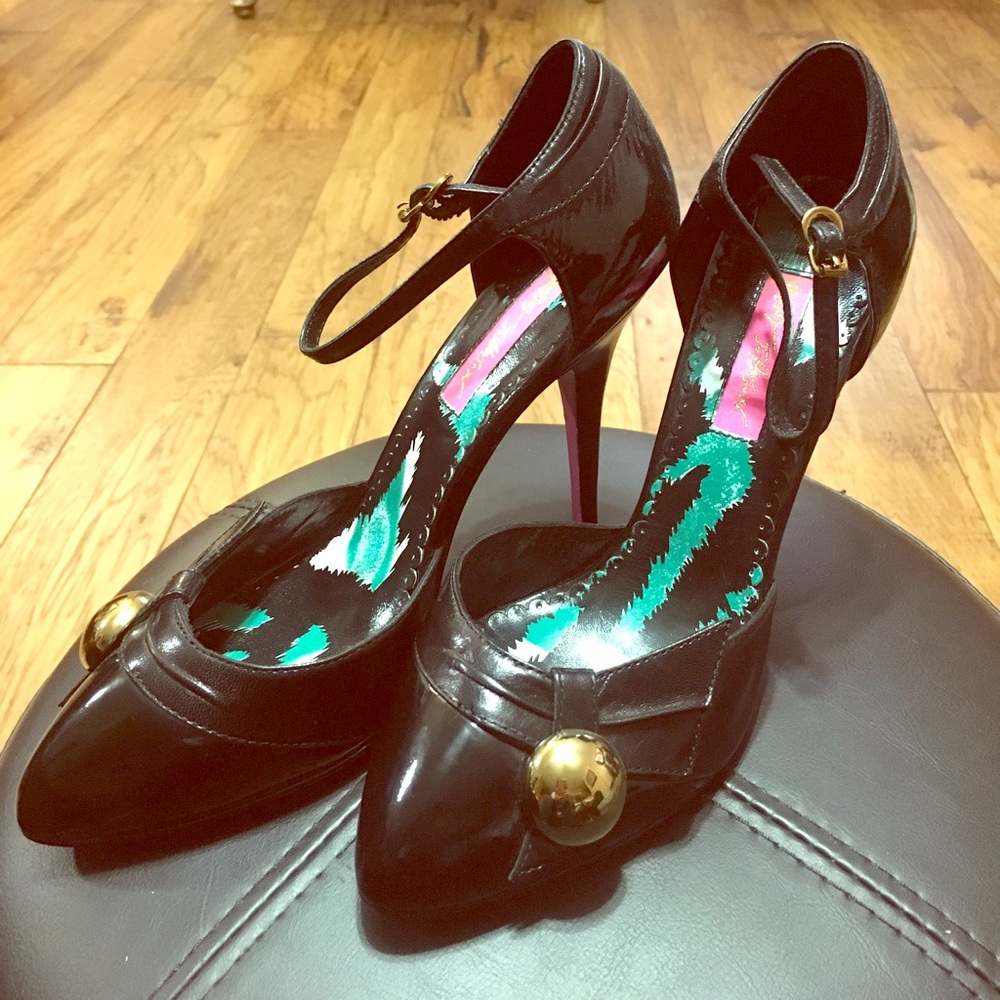 Beautiful Betsey Johnson ankle strap stilettos