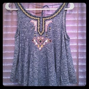 Flying Tomato Embroidered Peasant Top in Blue