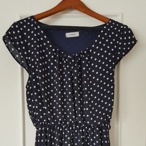 Modcloth Navy and White Polka Dot Retro Dress