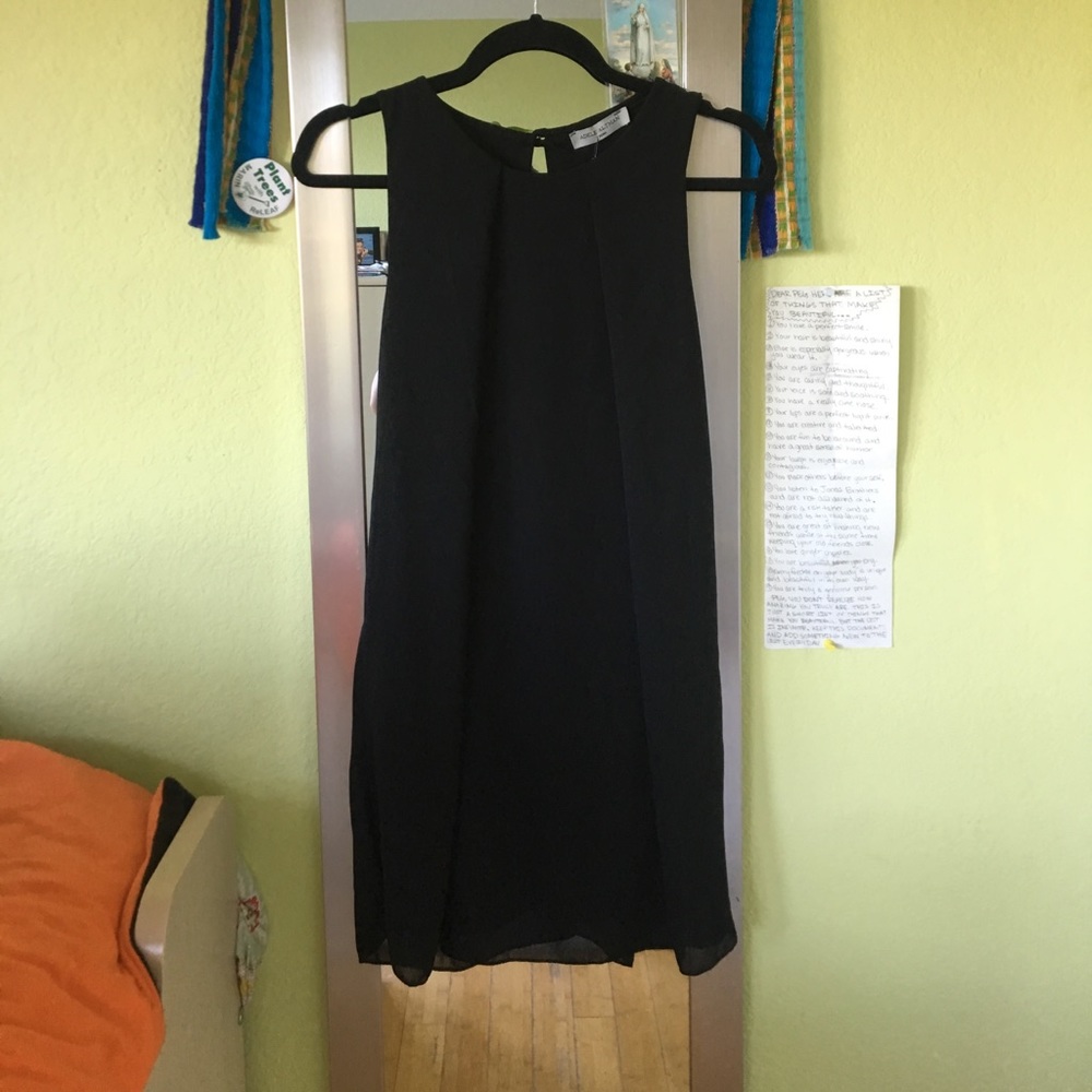 New black silk shift dress