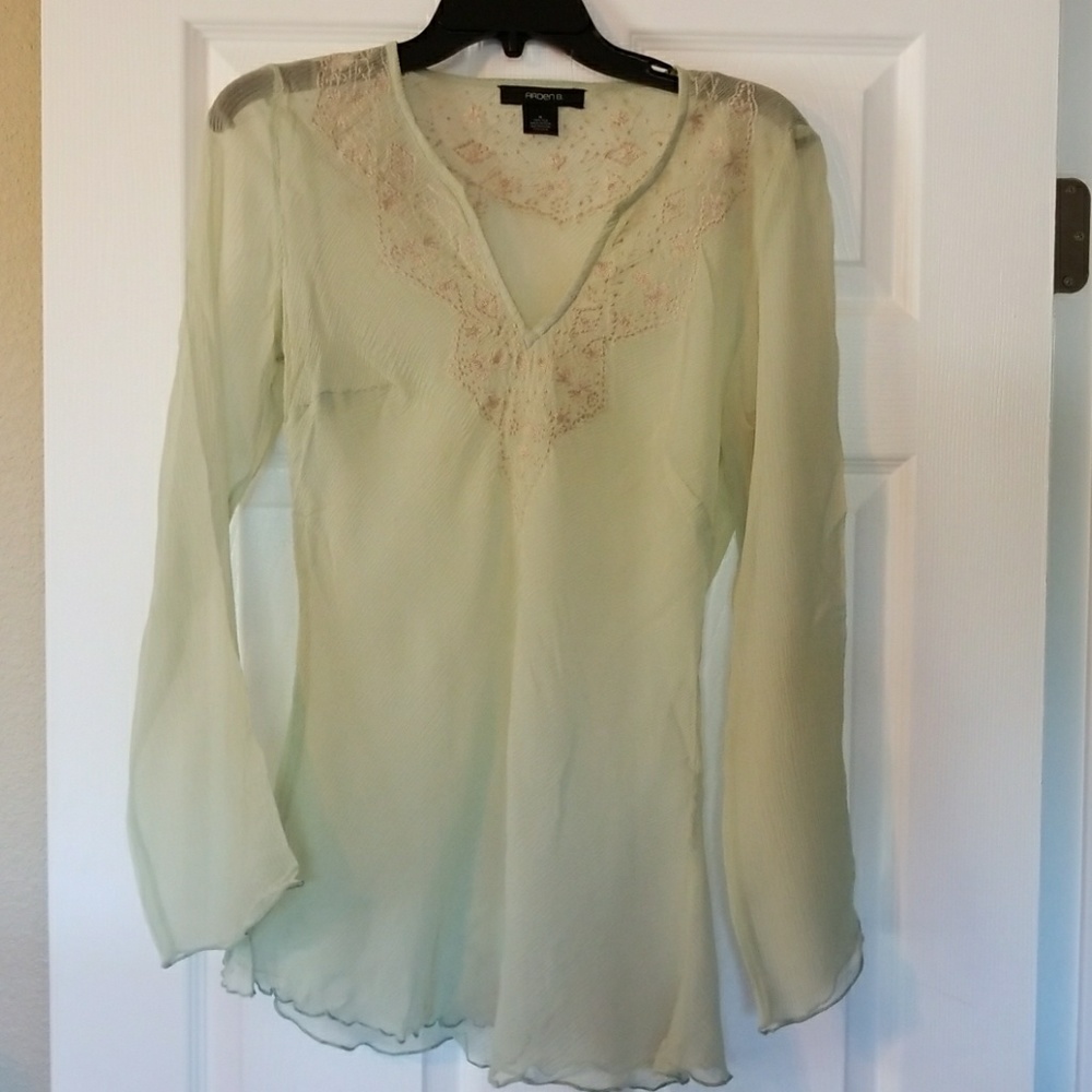 Gorgeous, gauzy 100% silk, embroidered tunic