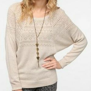 Pins and needles pointelle dolman sweater in cream