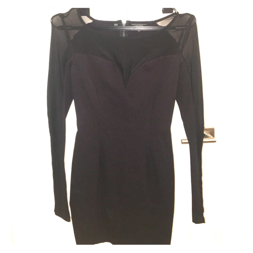 Black sheer top mini dress
