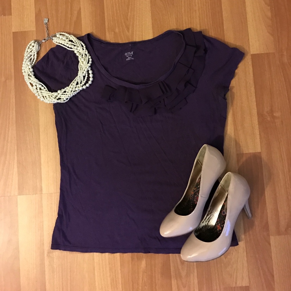Purple Med Petite Top w/Ruffles