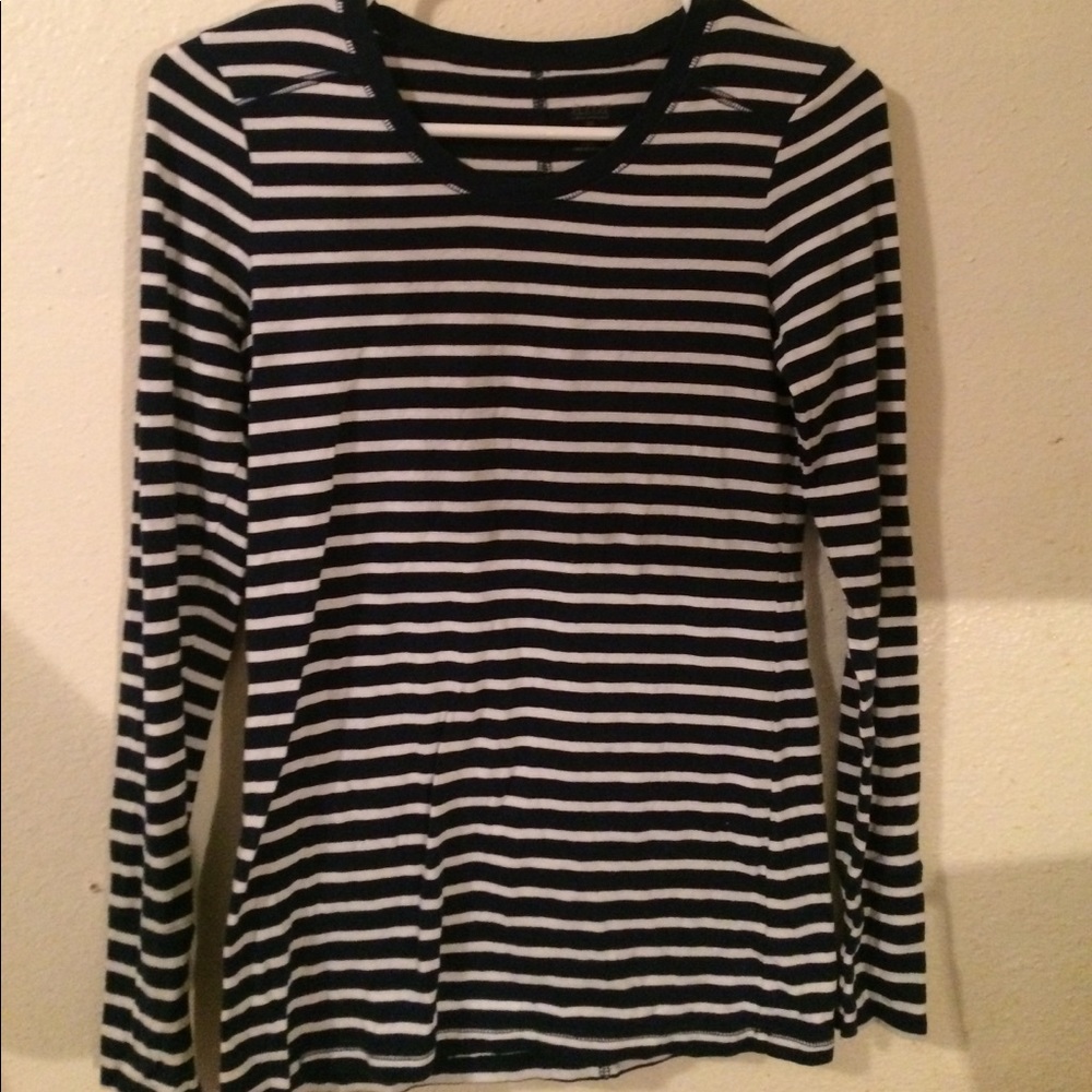 Navy and white striped shirt