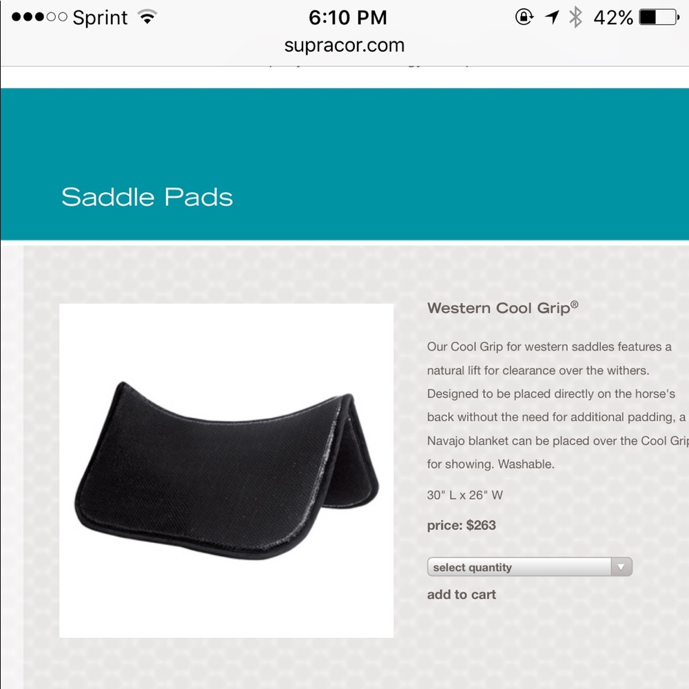 Supracor Cool Grip western saddle pad