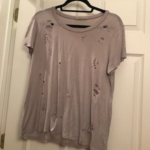 Grey Tshirt with fashion rips