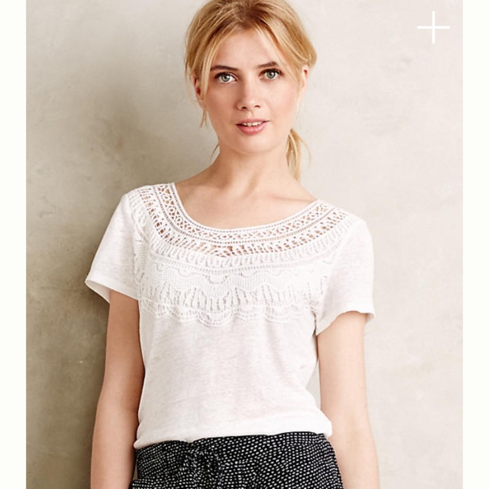 Anthropologie Crochet Bib T-Shirt