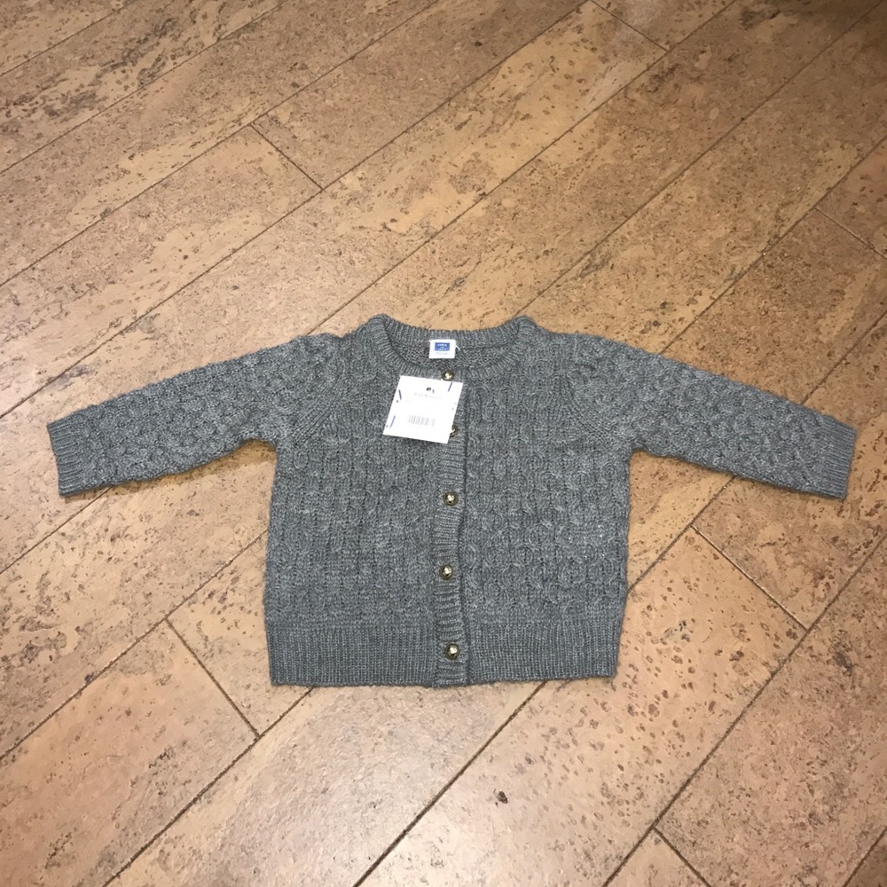 Janie and Jack gray sweater coat with gold buttons