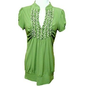 HeartSoul Stretchy Green Ruffled Top