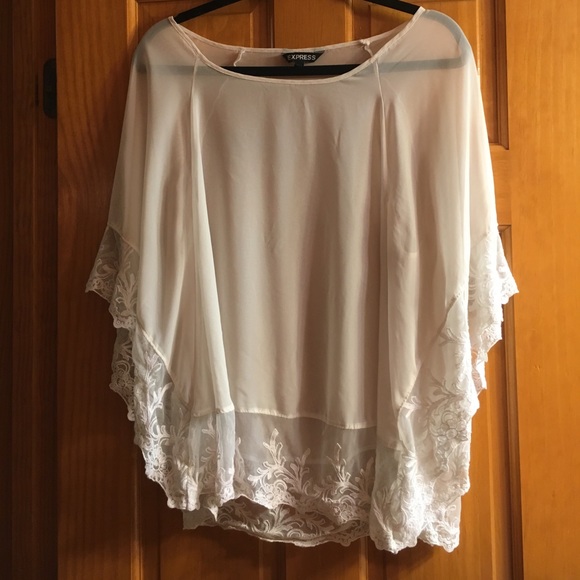 Express Tops - Cream sheer & lace Express blouse