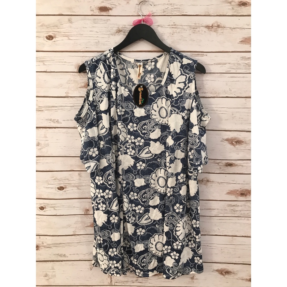 🎉NWT🎉 Shoreline Blue and White Plus Size Dress