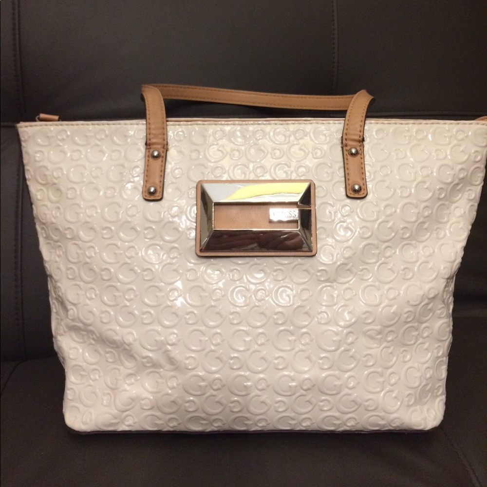 Guess White Patent Leather Summer Purse