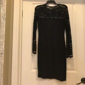 Black Lace and Cotton Dress