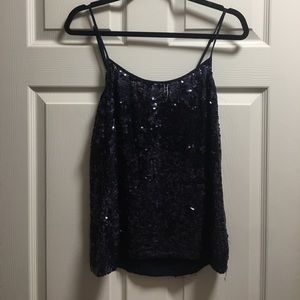 💙Reiss Navy Blue Sequin Top