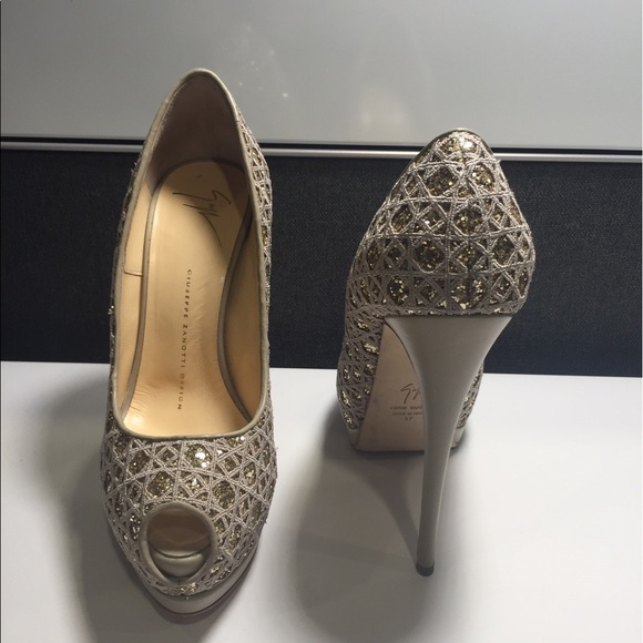 NEW Giuseppe Zanotti Woven Peep Toe Platform Pumps - Picture 4 of 5