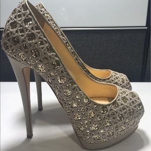 NEW Giuseppe Zanotti Woven Peep Toe Platform Pumps