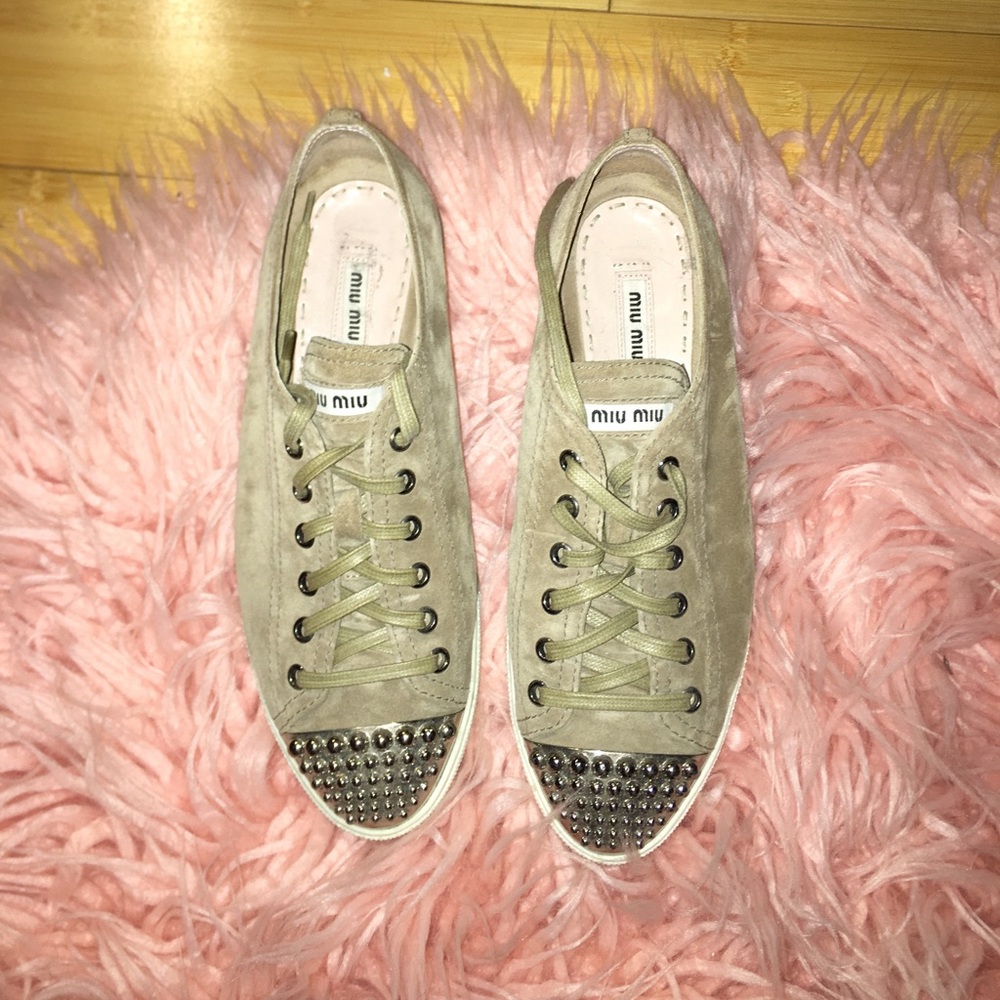 Authentic Miu Miu Sneakers With Studded Toe Caps - image 1