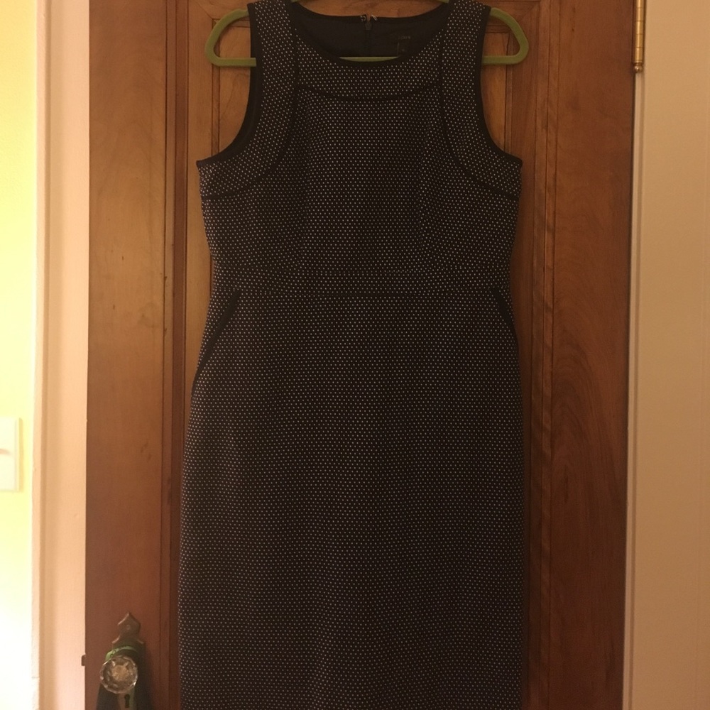 Navy polka dotted jcrew work dress