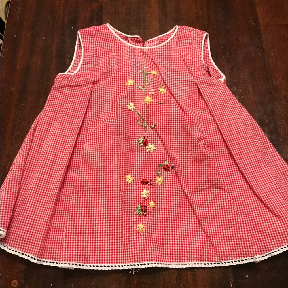 Strasburg Red Gingham Smocked dress, size 6M