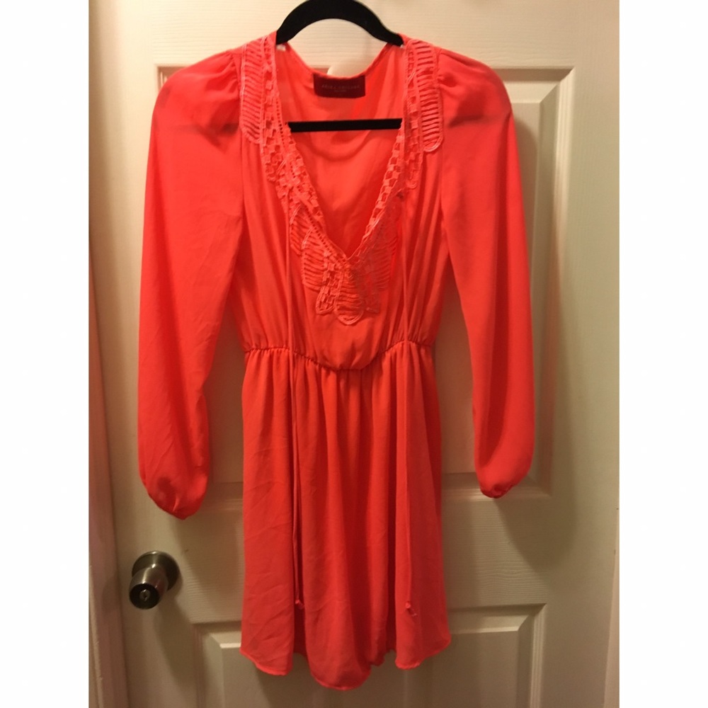 Coral lace detail dress
