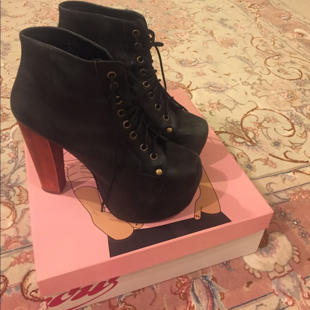 Jeffrey Campbell Lita Black Distressed Leather
