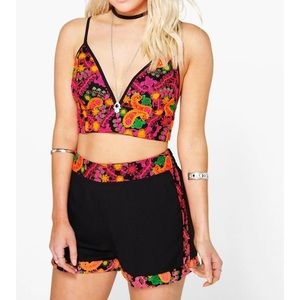 Paisley embroidered two-piece set