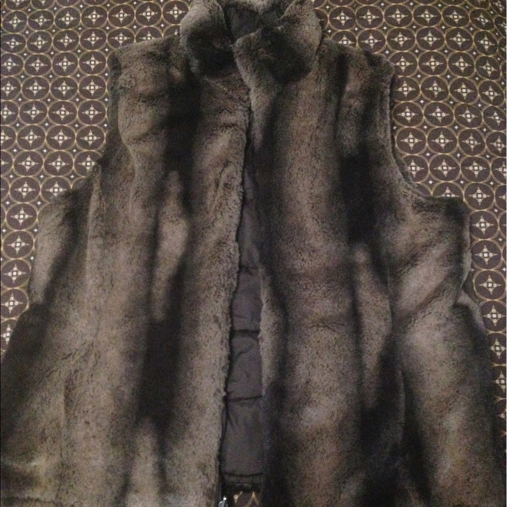 Reversible Chocolate Fur/ Puffer Vest