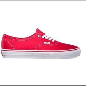 Women's red authentic Vans shoes