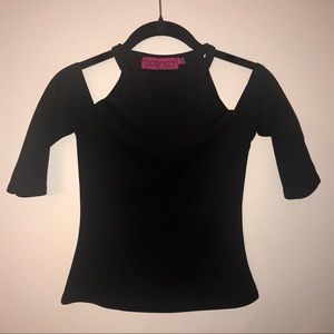Black Cut Out Shoulder Top