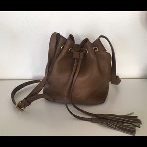 J. Crew Cognac mini bucket purse